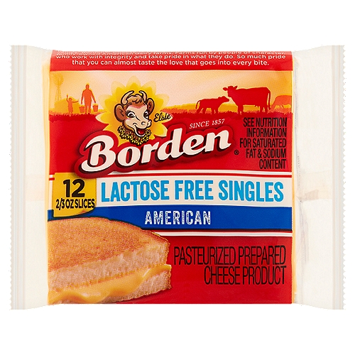 Borden American Lactose Free Singles Cheese, 2/3 oz, 12 count