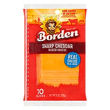 Borden Sharp Cheddar Sliced Cheese, 10 count, 6 oz, 6 Ounce