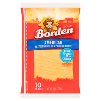 Borden American Pasteurized Sliced Process Cheese, 10 count, 6 oz, 6 Ounce