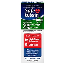 Safe Tussin DM Non-Drowsy Cough + Chest Congestion Liquid, 8.0 fl oz
