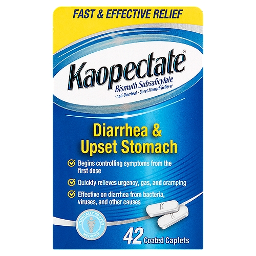 Kaopectate Diarrhea & Upset Stomach Reliever Coated Caplets, 42 count