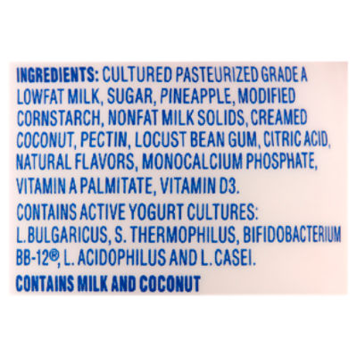 La Yogurt Probiotic Piña Colada Blended Lowfat Yogurt, 6 oz