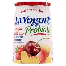 La Yogurt Probiotic Strawberry Fruit Cup Blended, Lowfat Yogurt, 6 Ounce