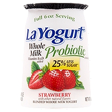 La Yogurt Probiotic Strawberry Blended Whole Milk Yogurt, 6 oz