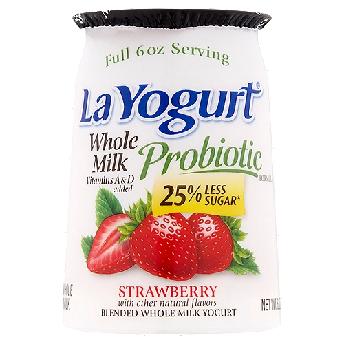 La Yogurt Probiotic Strawberry Blended Whole Milk Yogurt, 6 oz