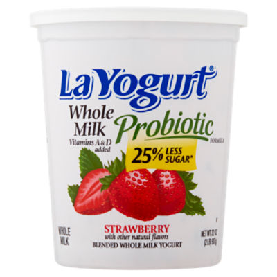 La Yogurt Probiotic Strawberry Blended Whole Milk Yogurt, 32 oz