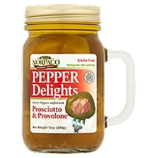Norpaco Gourmet Foods Pepper Delights Cherry Peppers Stuffed with Prosciutto & Provolone, 12 oz