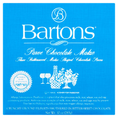 Bartons Parve Chocolate Matzo, 3 count, 10 oz