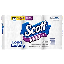 Scott 1000 Sheets Per Roll Toilet Paper, 12 Each