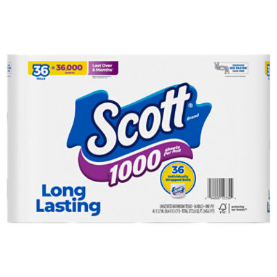 Scott Unscented Bathroom Tissue, 36 count