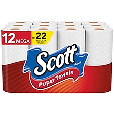 Scott Choose-A-Sheet Mega Rolls, Paper Towels, 12 Each