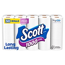 Scott Unscented Bathroom Tissue, 1000 Sheets, 30 count