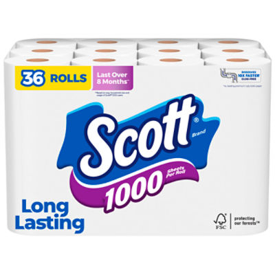 Scott Unscented Bathroom Tissue, 1000 Sheets, 36 count