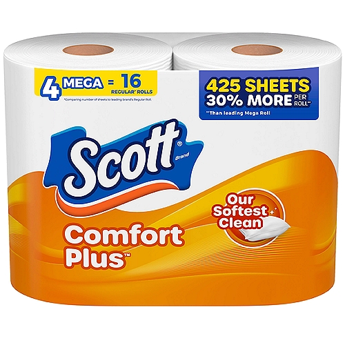 Scott ComfortPlus Toilet Paper Mega Rolls 1 Ply Toilet Tissue