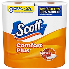 Scott Comfort Plus Unscented Bathroom Tissue, 6 count