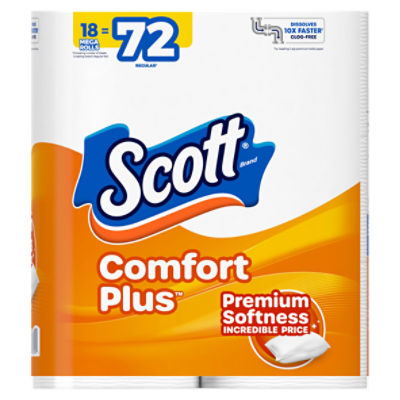 Scott Comfort Plus Unscented Bathroom Tissue, 18 count