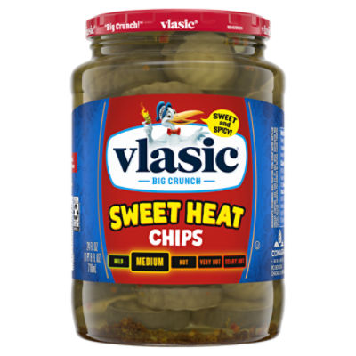 Vlasic Medium Sweet Heat Chips Pickles, 24 fl oz