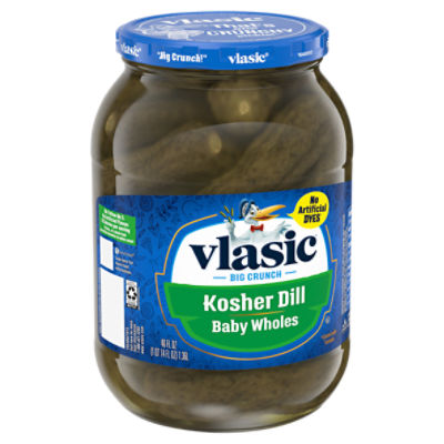 Vlasic Kosher Dill Baby Whole Pickles, Keto Friendly, 46 FL OZ Jar