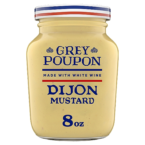 Grey Poupon Dijon Mustard, 8 oz. Jar
Unlock the potential of all your favorite foods with Grey Poupon Dijon Mustard. Since 1777, our dijon mustard has been prepared in accordance with the original recipe from Dijon, France. Made with #1 grade mustard seeds, our white wine infused mustard is blended with spices to offer the bold flavor you expect from Grey Poupon. Bring the refined taste of Grey Poupon Dijon Mustard to your favorite recipes and enjoy some of the finer flavors in life. Try using dijon mustard as a sandwich spread to add some boldness to lunchtime. Mix our tangy mustard sauce with balsamic vinegar and olive oil to create a flavorful salad dressing, or use it as an ingredient in a delicious dijon mustard marinade. Enhance any of your favorite chicken or pork entrees with Grey Poupon. Our dijon mustard comes in an 8-ounce resealable jar for easy use. Whether you're making lunch or preparing for a dinner party, Grey Poupon Dijon Mustard will elevate your next meal or occasion.

• One 8 oz. jar of Grey Poupon Dijon Mustard
• Made from the same French-style recipe since 1777, Grey Poupon Dijon Mustard uses the finest ingredients for a quality, gourmet condiment
• Crafted with white wine, #1 grade mustard seeds and spices for a balanced, spicy, and tangy flavor
• Our creamy dijon mustard has a smooth texture and bold flavor for limitless uses in recipes
• Try using our dijon mustard as the perfect sandwich spread
• Add dijon mustard to enhance any of your favorite meat marinades
• Excellent as a dipping sauce
• Resealable classic Grey Poupon glass jar
• Certified Kosher mustard