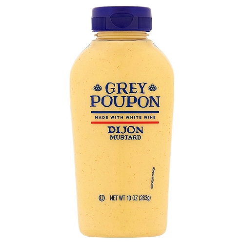 Grey Poupon Dijon Mustard, 10 oz. Squeeze Bottle
Unlock the potential of all your favorite foods with the Grey Poupon Dijon Mustard bottle. Since 1777, our dijon mustard has been prepared in accordance with the original recipe from Dijon, France. Made with #1 grade mustard seeds, our white wine infused mustard is blended with spices to offer the bold flavor you expect from Grey Poupon. Bring the refined taste of Grey Poupon Dijon Mustard to your favorite recipes and enjoy some of the finer flavors in life. Try using the easy squeeze bottle of dijon mustard as a sandwich spread to bring some boldness to lunchtime. Mix our tangy mustard sauce with balsamic vinegar and olive oil to create a delicious salad dressing, or use it as an ingredient in a delicious dijon mustard marinade. Enhance your favorite chicken or pork entree with a little dijon mustard. Our dijon mustard comes in a 10-ounce resealable squeeze bottle for easy application. Whether you're making lunch or preparing for a dinner party, Grey Poupon Dijon Mustard will elevate your next meal or occasion.

• One 10 oz. squeeze bottle of Grey Poupon Dijon Mustard
• Made from the same French-style recipe since 1777, Grey Poupon Dijon Mustard uses the finest ingredients for a quality, gourmet condiment
• Crafted with white wine, #1 grade mustard seeds and spices for a strong, delicious flavor
• Our creamy dijon mustard has a smooth texture and bold flavor for limitless uses in recipes
• Try using our dijon mustard as the perfect sandwich spread
• Add dijon mustard to enhance any of your favorite meat marinades
• Excellent as a dipping sauce
• Resealable squeeze bottle allows quick access and easy squeeze application
• Certified Kosher mustard