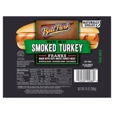 Ball Park White Meat Smoked Turkey Franks, 8 count, 14 oz
