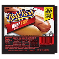 Ball Park Beef Hot Dogs, Original Length, 15 Ounce