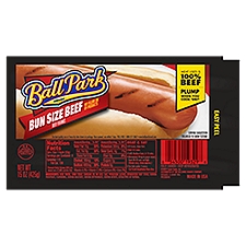 Ball Park Bun Size Uncured Beef, Franks, 15 Ounce