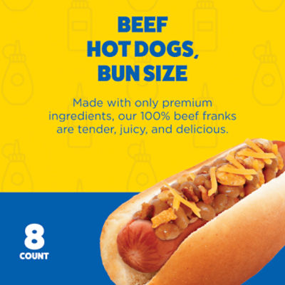 Ball Park Bun Length Hot Dogs, Beef, 8 count