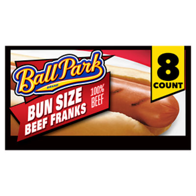 Ball Park Bun Length Hot Dogs, Beef, 8 Count, 15 Ounce