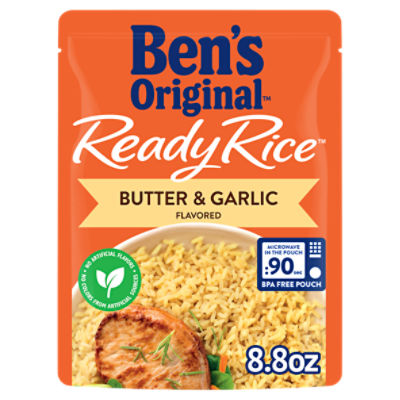 BEN'S ORIGINAL Ready Rice Butter and Garlic Flavored Rice, Easy Dinner Side, 8.8 ounce Pouch, 8.8 Ounce
