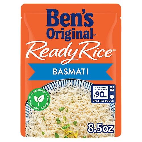 BEN'S ORIGINAL Ready Rice Basmati Rice makes it easier than ever to create a tasty, globally inspired cooked rice meal. This authentic Indian rice comes fully cooked for your convenience, featuring long grains and a fine texture reminiscent of classic aromatic rice with a deliciously subtle, nutty flavor. BEN'S ORIGINAL Ready Rice comes in a BPA-free microwavable rice pouch for easy cooking without requiring any prep or cleanup. Cook this rice in the microwave for 90 seconds or pour it into a skillet and heat it thoroughly. Perfect as a flavorful rice side dish or part of a main course meal, pair this basmati rice with your favorite curries, braised or roasted meats, or serve it plain. This Indian rice is vegetarian, very low in sodium, contains no artificial flavors, no artificial colors, no preservatives, trans fat, or cholesterol and is low in saturated fat. BEN'S ORIGINAL is dedicated to creating meals and experiences that offer everyone a seat at the table.