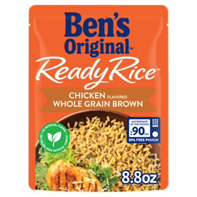 BEN'S ORIGINAL Ready Rice Chicken Flavored Whole Grain Brown Rice, Flavored Rice Side, 8.8 ounce Pouch, 8.8 Ounce