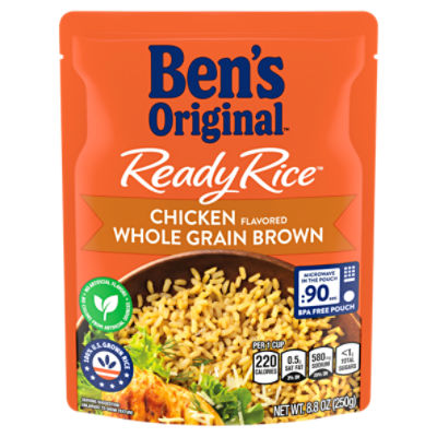 BEN'S ORIGINAL Ready Rice Chicken Flavored Whole Grain Brown Rice, Flavored Rice Side, 8.8 ounce Pouch