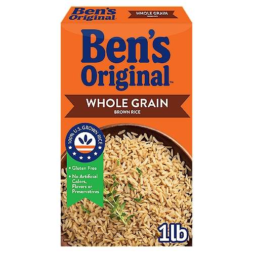 BEN'S ORIGINAL Whole Grain Brown Rice offers a flavorful addition to a well-balanced diet, letting you prepare a variety of cooked rice meals that the entire family is bound to savor. The 100% whole grains of brown rice combine a delicious grainy taste, nutty aroma and chewy texture; a perfect low-fat and sodium-free blend for a discerning palate. Preparation is a cinch — simply add this rice and water in a saucepan, reduce the heat to Medium or Medium-Low after bringing it to a boil, then let it simmer for about 30 minutes. If you have a busy lifestyle, you can use a rice cooker to make a yummy side dish while attending to the little rascals running around the house. Bring something exciting and reliably delectable to the table by readying a Korean style BBQ beef bowl mixed with this whole grain rice, or whip up a vitamin-packed soup by combining the brown rice with carrots, parsnip, celery and garlic. Whichever recipe you choose, BEN'S ORIGINAL Whole Grain Brown Rice remains at the ready to help you taste and explore new possibilities. Made with no artificial colors, flavors or preservatives, BEN'S ORIGINAL rice adds a wholesome experience to your meals, making it easy to prepare high-quality, appetizing dishes for a memorable lunch or dinner. BEN'S ORIGINAL is dedicated to creating meals and experiences that offer everyone a seat at the table.