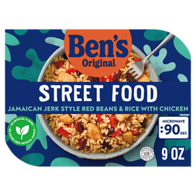 Ben's Original Street Food Jamaican Jerk Style Red Beans & Rice with Chicken, 9 oz