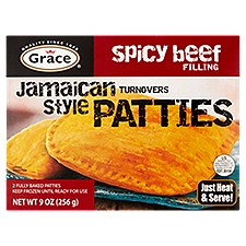 Grace Spicy Beef Filling Jamaican Style Turnovers Patties, 2 count, 9 oz, 9 Ounce