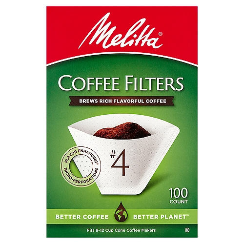 Double crimp for extra strength. Guaranteed not to burst. Fits all coffeemakers that use a No. 4 size filter cone. 8-12 cups