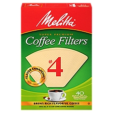 Melitta Super Premium Natural Brown #4, Coffee Filters, 40 Each
