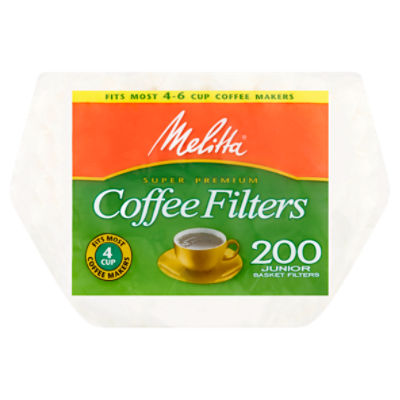 Melitta Super Premium Junior Basket Coffee Filters, 200 count