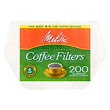 Melitta Super Premium Junior Basket, Coffee Filters, 200 Each