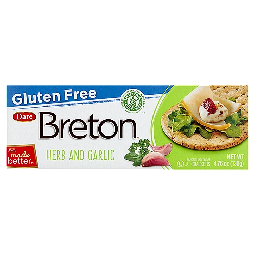 Dare Breton Gluten Free Herb and Garlic Crackers, 4.76 oz