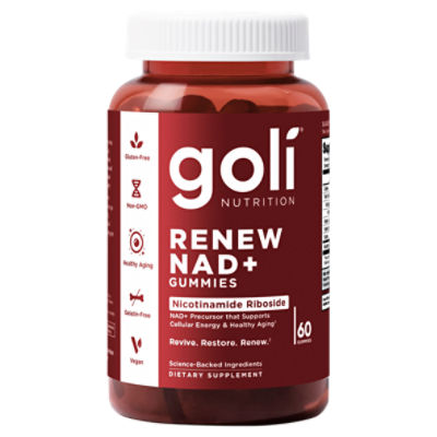 Goli Nutrition Nicotinamide Riboside Renew NAD + Gummies Dietary Supplement, 60 Count