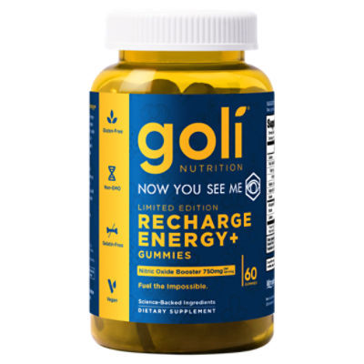 Goli Nutrition Recharge Energy + Gummies Dietary Supplement Limited Edition, 60 Count