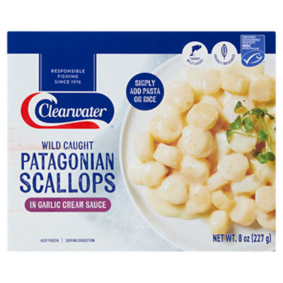 Clearwater Patagonian Scallops in Garlic Cream Sauce, 8 oz