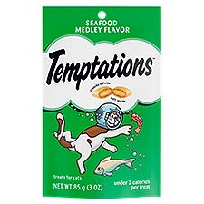 TEMPTATIONS Classic Crunchy and Soft Cat Treats Seafood Medley Flavor, 3 oz. Pouch