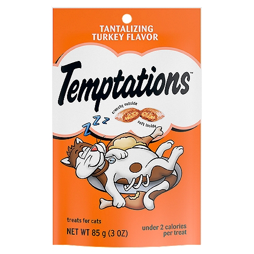 TEMPTATIONS Classic Crunchy and Soft Cat Treats Tantalizing Turkey Flavor, 3 oz. Pouch