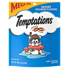 TEMPTATIONS Classic Crunchy and Soft Cat Treats Savory Salmon Flavor, 6.3 oz. Pouch
