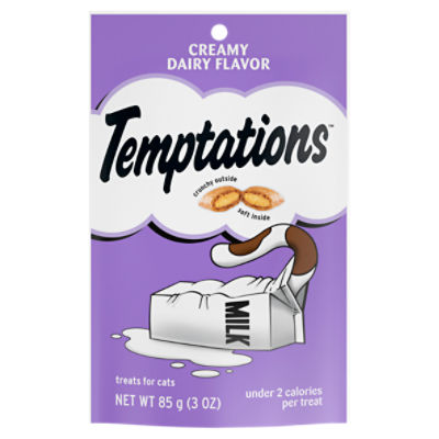 TEMPTATIONS Classic Crunchy and Soft Cat Treats Creamy Dairy Flavor, 3 oz. Pouch