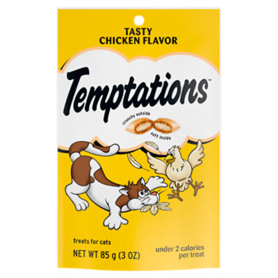 TEMPTATIONS Classic Crunchy and Soft Cat Treats Tasty Chicken Flavor, 3 oz. Pouch