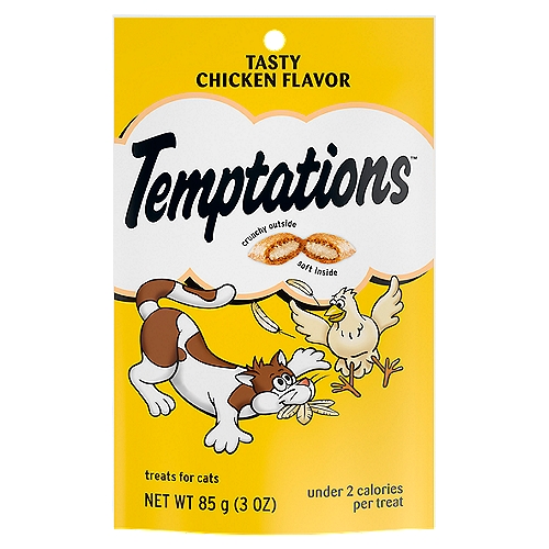 TEMPTATIONS Classic Crunchy and Soft Cat Treats Tasty Chicken Flavor, 3 oz. Pouch